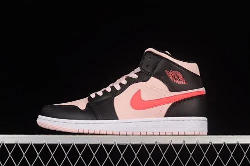 All categories Air Jordan Jordan series basketball shoes Air Jordan 1 Mid Air Jordan 1 Mid AJ1 Joe 1 black powder mid-top retro basketball shoes 554725-604